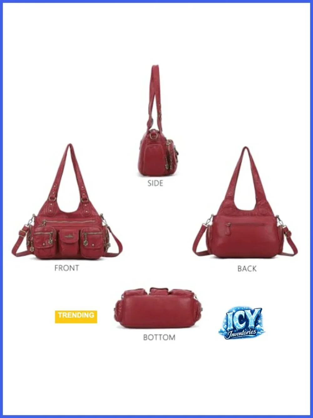 Vegan Leather Hobo Bag Crossbody with Multi Pockets Y2K Retro
